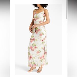 BYTIMO Draped floral-print satin maxi dress